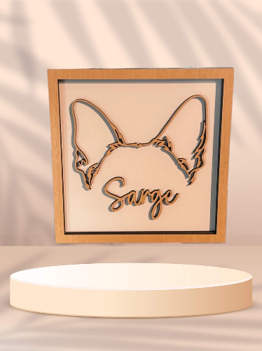 Customizable Dog Ears Framed 3D Wood Art: A Heartfelt Pet Memorial Gift